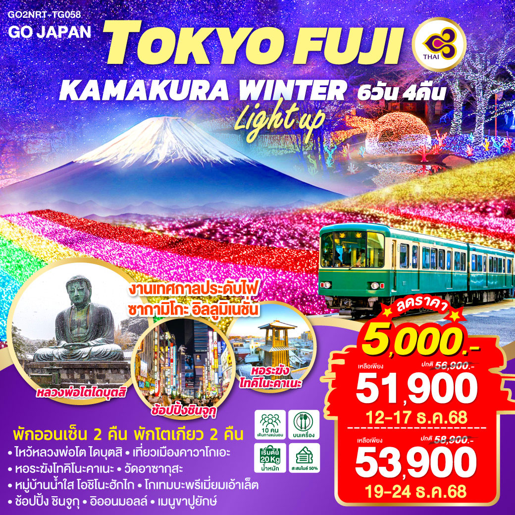 ทัวร์ญี่ปุ่น  TOKYO FUJI KAMAKURA WINTER LIGHT UP 6วัน 4คืน  (TG)