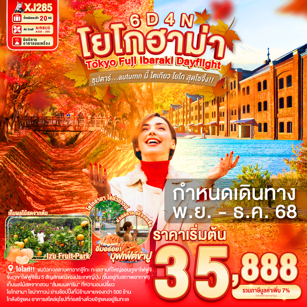 ทัวร์ญี่ปุ่น TOKYO FUJI IBERAKL DAYFTTLGHT 6วัน 4คืน (XJ)