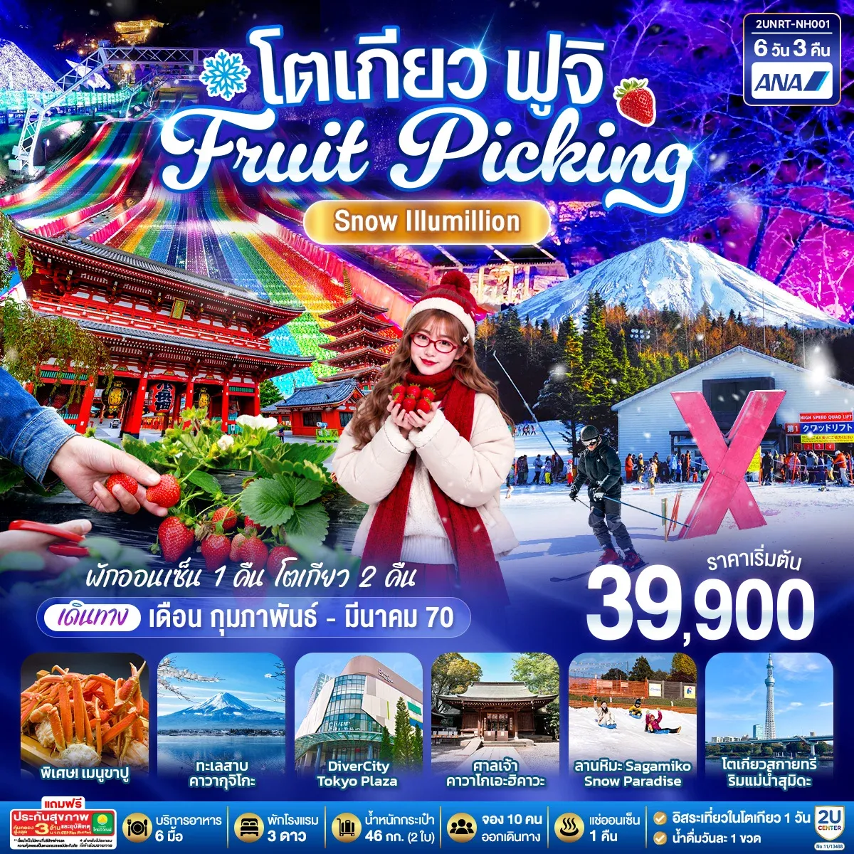 ทัวร์ญี่ปุ่น โตเกียว ฟูจิ FRUIT PICKING SNOW Illumillion 6วัน 3คืน (NH)